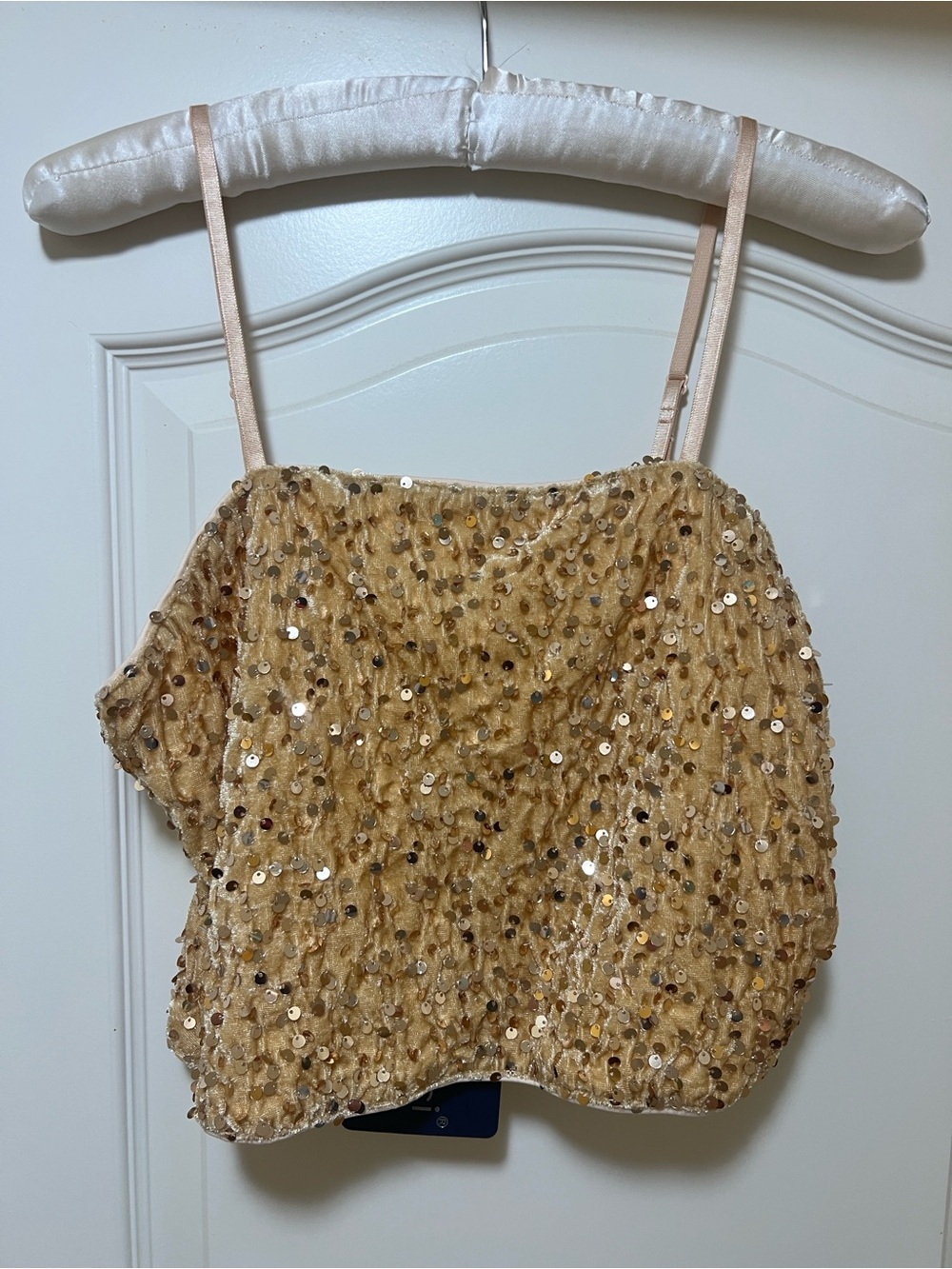 Gold Sequin Spaghetti-Strap Camisole